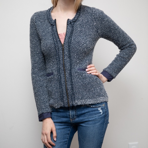 Knitted Zip up Jacket with Gathered Back - Picture 2 of 4